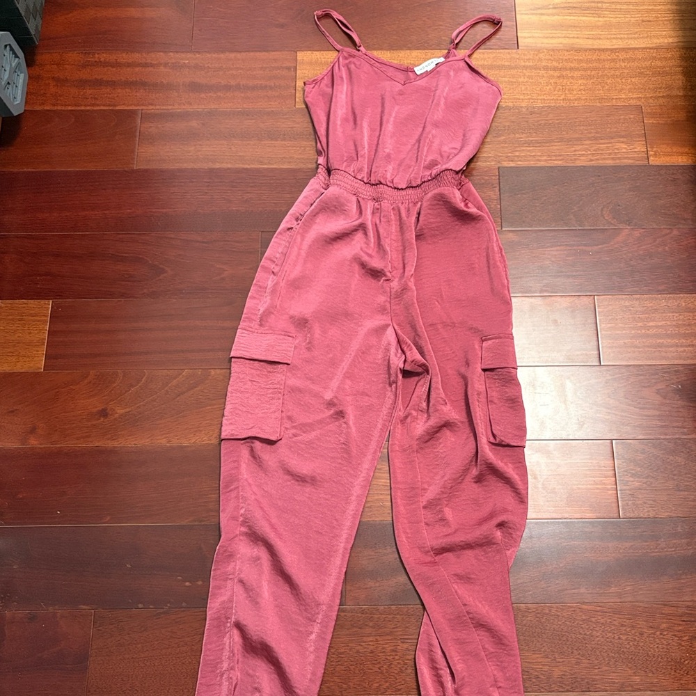 And Now This Sleeveless Cargo Jumpsuit in Mauve Pink